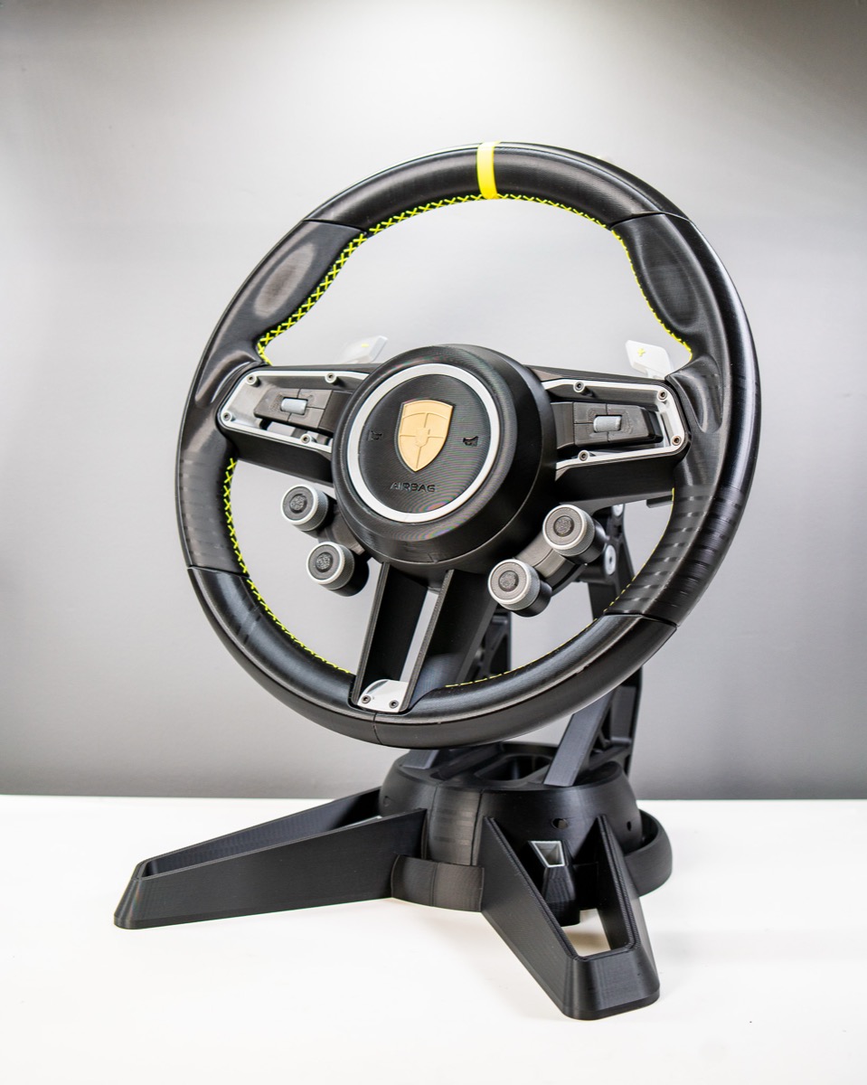Steering wheel display stand — 3D printed assembly