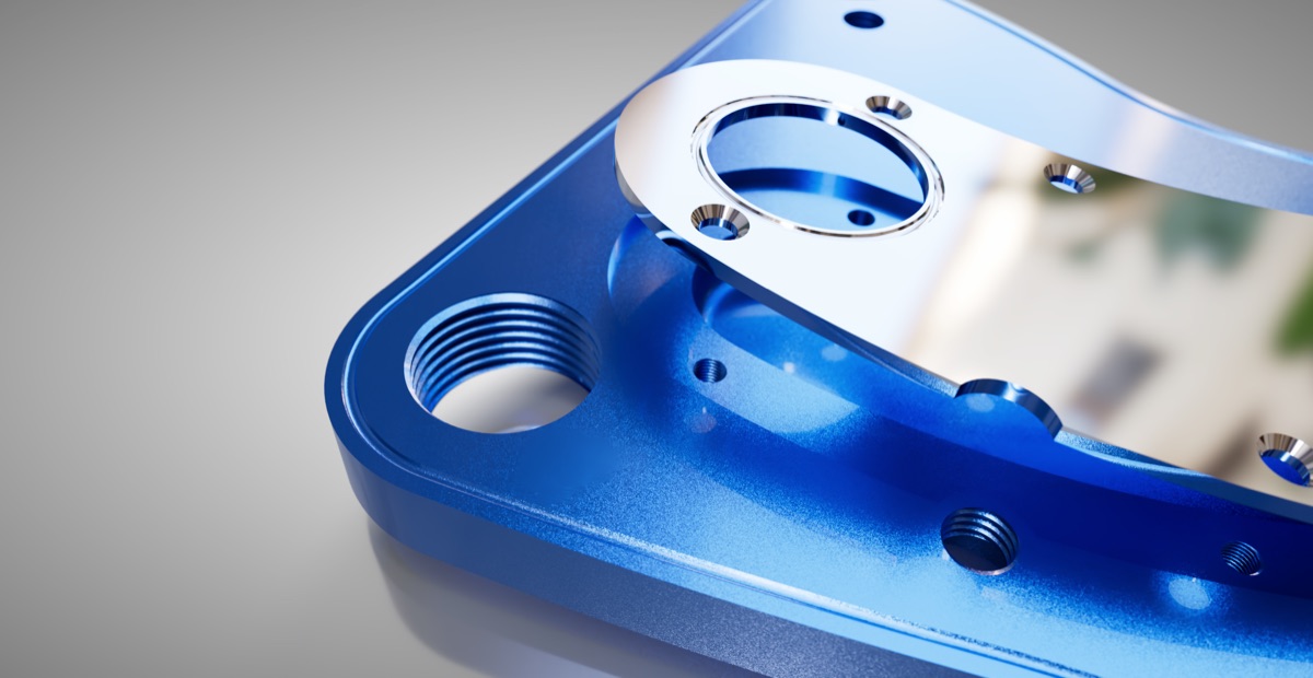 CAD render — precision machined bracket