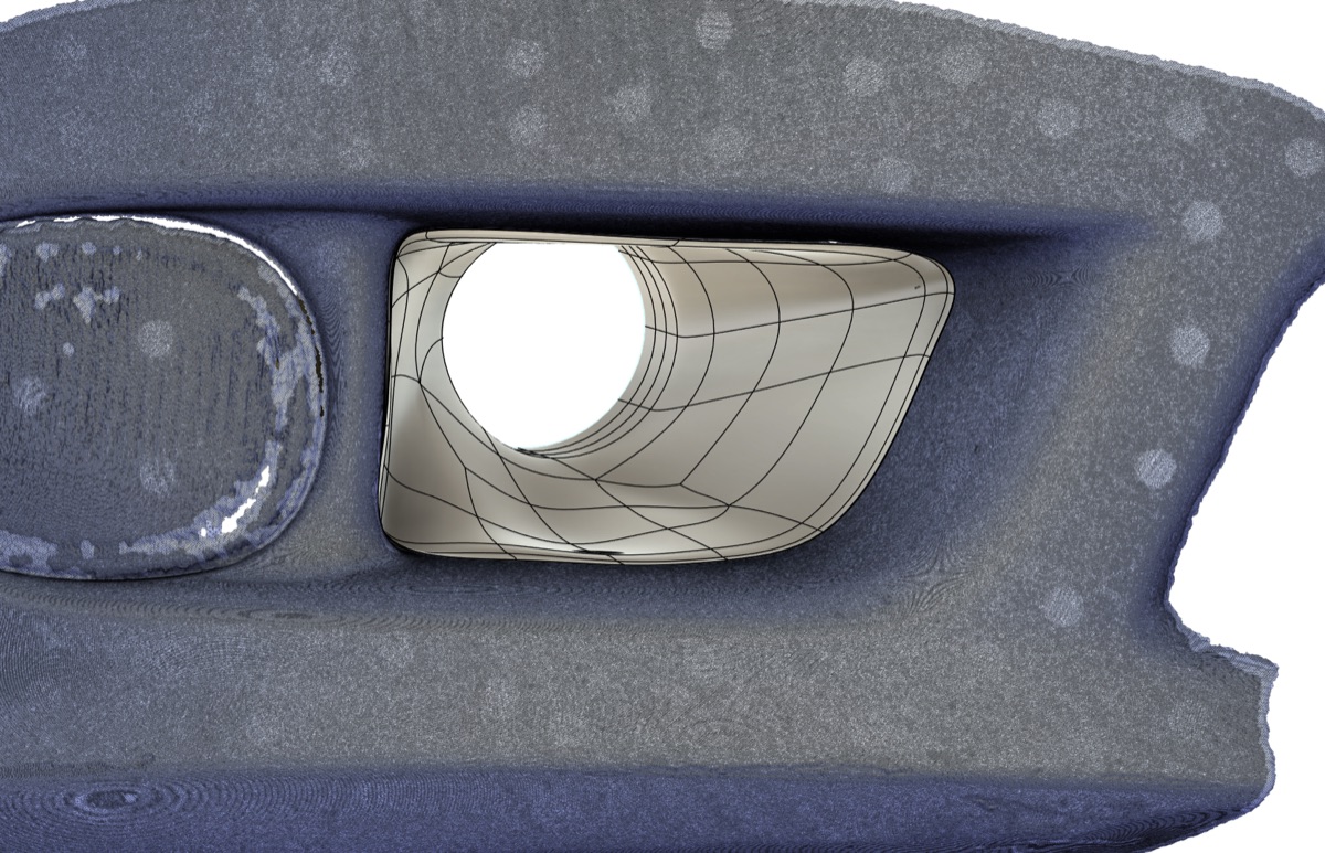 Scan-to-CAD — fog light surround reverse engineering